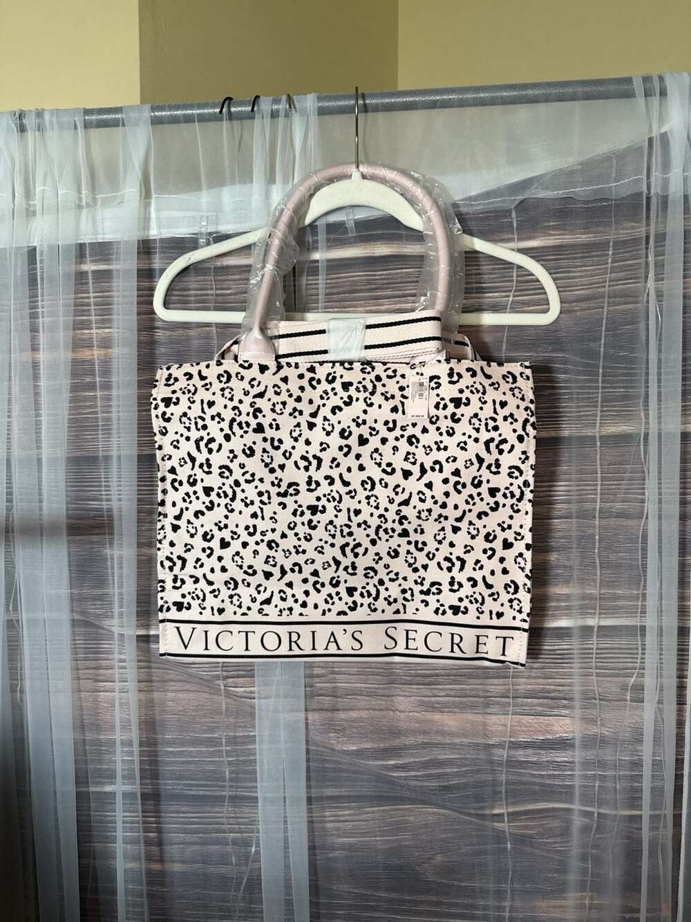 NWT Victoria's Secret Pink Leopard Canvas Logo School Beach Tote Bag